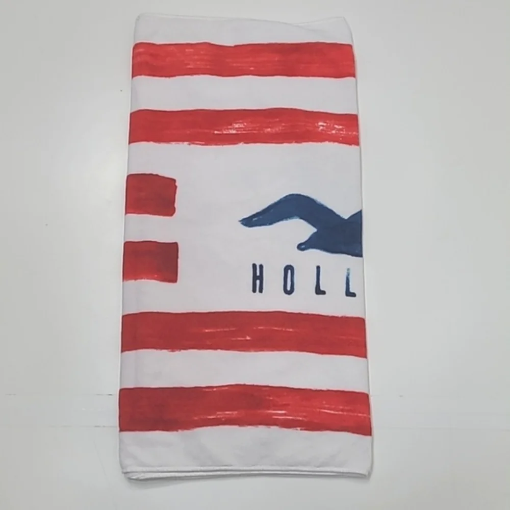 Hollister Graphic Brand Name Logo Swim Towel Striped Flag Beach Pool Blanket
